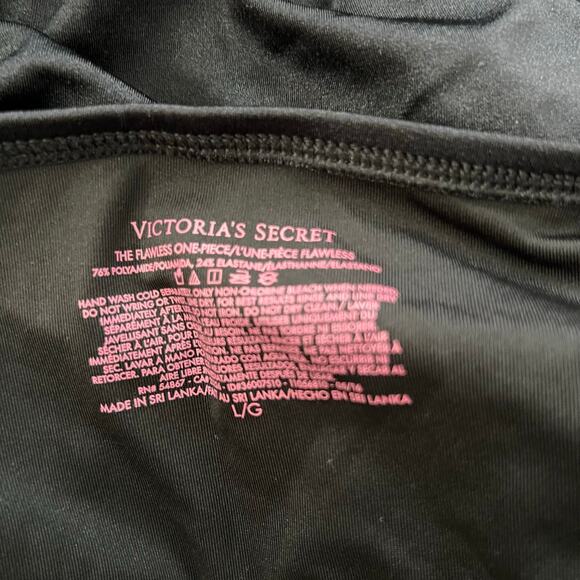 Victoria’s Secret The Flawless One-Piece Swimsuit Black Size L Push-Up Ruched - Picture 7 of 7